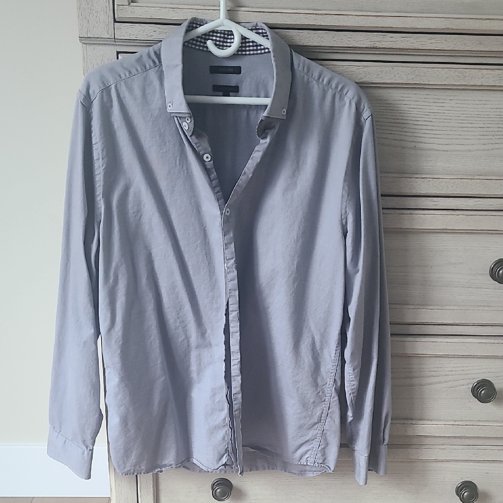 RW&CO. Light Gray Dress Button-Down Shirt